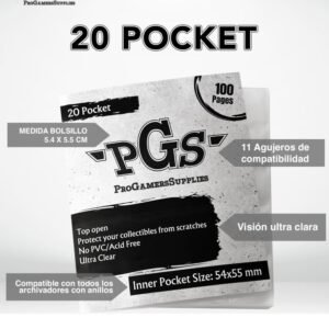 100 Hojas para archivador 20 pocket – Monedas Pokemon – Tazos